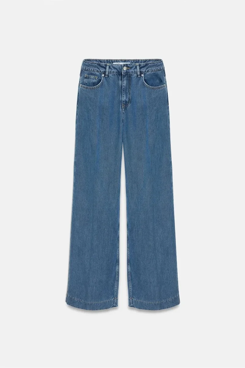 Dilvin Mid Blue Denim DILVIN High-Waist Wide-Leg Tencel Jeans for Women | Best Price UAE