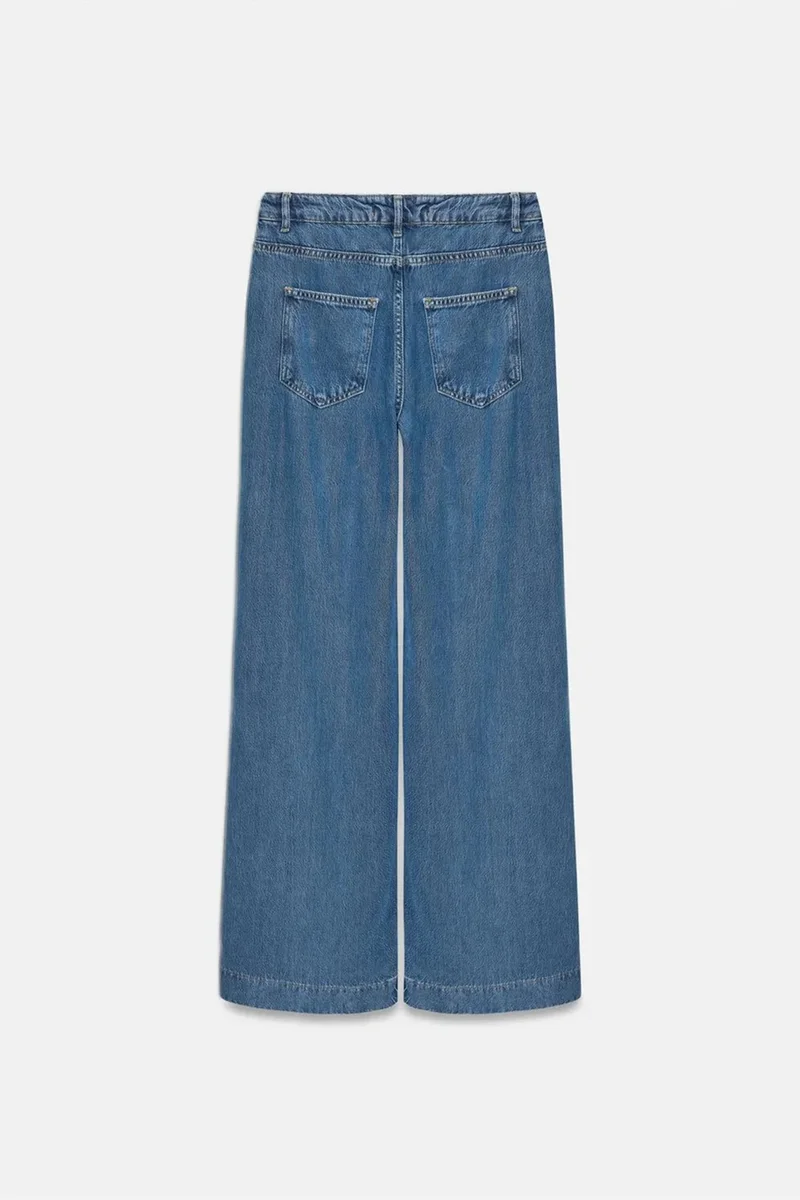 Dilvin Mid Blue Denim DILVIN High-Waist Wide-Leg Tencel Jeans for Women | Best Price UAE