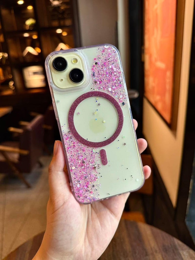 Mobistyle Glitter Cover Case for iPhone 13 | 6.1-Inch Compatible with MagSafe, Shiny Cute Bling Sparkle for Women and Girls Phone Cover iPhone 13 (Pink) - Image 4