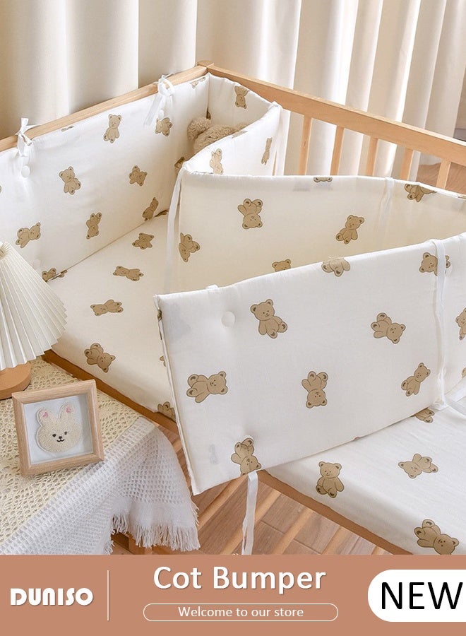 Cot Bumper, Crib Bumper, Breathable Mesh Cot Liner, Crib Rail Cover, Baby Boys Girls Nursery Breathable Crib Bed Liner Bumper Baby Crib Rail Cover Protector Guard Padded Cot Rail Wrap for Side Front Rails