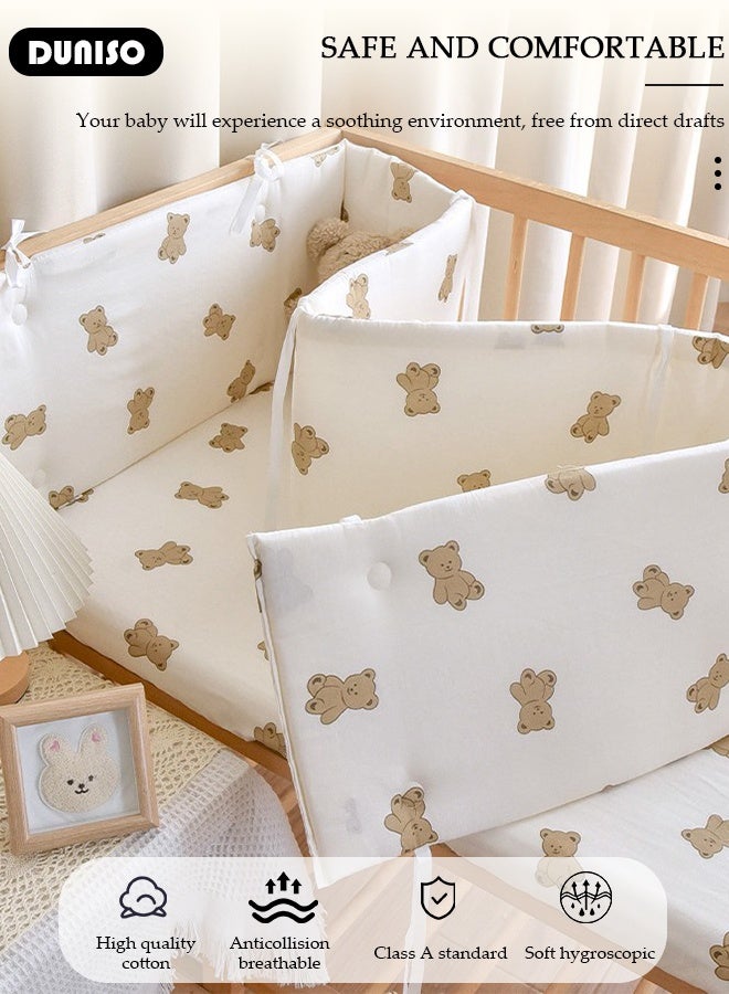DUNISO حاجز سرير الأطفال، حاجز سرير المهد، بطانة سرير شبكية قابلة للتنفس، غطاء حافة السرير، بطانة سرير قابلة للتنفس للأطفال الذكور والإناث، غطاء حافة سرير الأطفال، واقي حافة سرير مبطن لأسطح الجوانب والأمام - Image 3