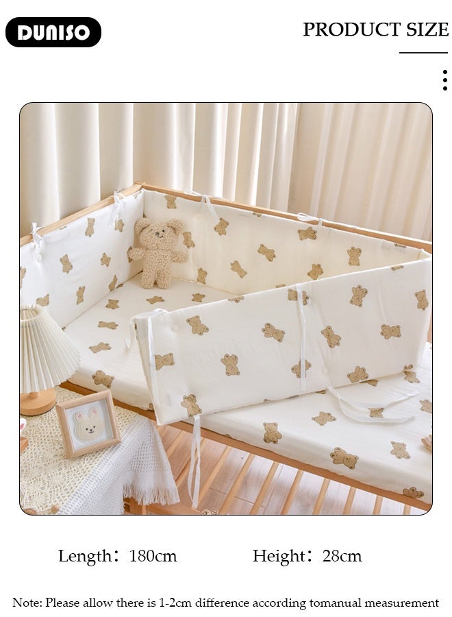 DUNISO حاجز سرير الأطفال، حاجز سرير المهد، بطانة سرير شبكية قابلة للتنفس، غطاء حافة السرير، بطانة سرير قابلة للتنفس للأطفال الذكور والإناث، غطاء حافة سرير الأطفال، واقي حافة سرير مبطن لأسطح الجوانب والأمام - Image 2