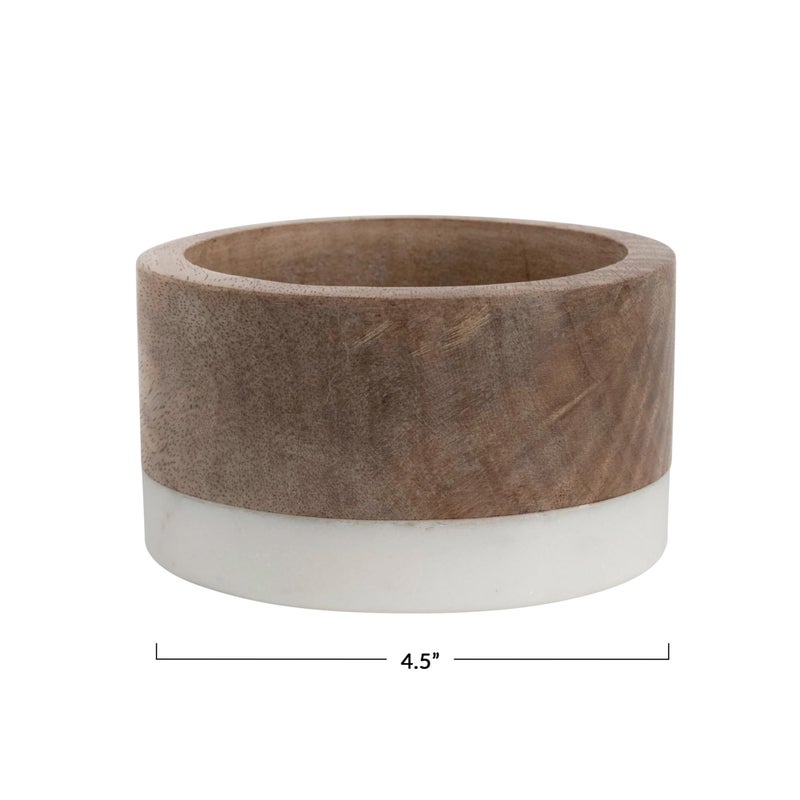 Creative Co-op حامل زجاجات من خشب المانجو والرخام من كرييتيف كوو 5"" طول x 5"" عرض x 3"" ارتفاع متعدد الألوان - Image 4