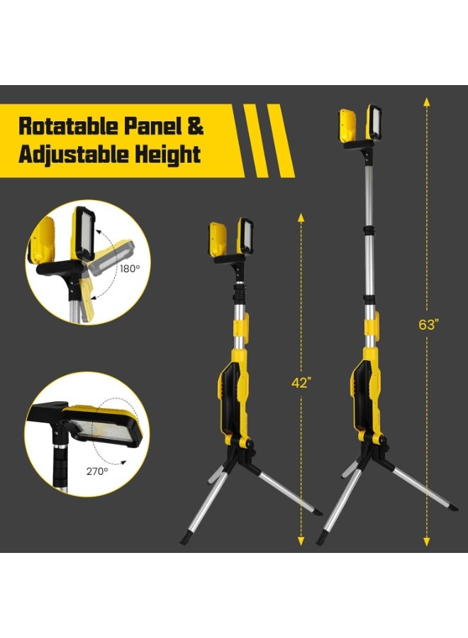 Rechargeable Cordless LED Work Light with Stand 8000 Lumen Portable LED Portable Job Site Lighting Dimmable Led Work Light for indoor/outdoor Lighting - Image 4