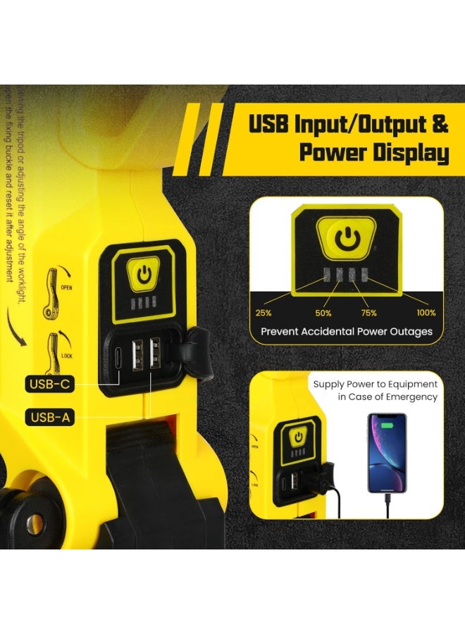 Rechargeable Cordless LED Work Light with Stand 8000 Lumen Portable LED Portable Job Site Lighting Dimmable Led Work Light for indoor/outdoor Lighting - Image 5