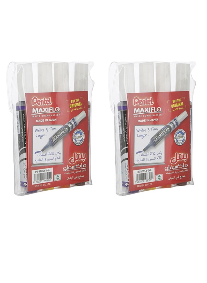 Pentel 8-Piece MaxiFlo Whiteboard Marker Set Violet/Yellow/Orange - Image 1