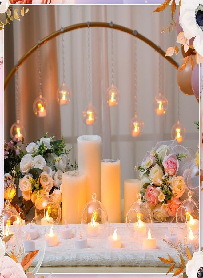 Anglechic 75 Pcs Wedding Hanging Acrylic Globe Tealight Candle Holder 3.15" with Crystal Garland LED Candles for for Indoor Outdoor Backyard Wedding Reception Party Table Centerpieces Decor - Image 3
