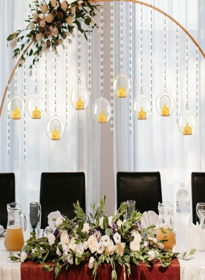 Anglechic 75 Pcs Wedding Hanging Acrylic Globe Tealight Candle Holder 3.15" with Crystal Garland LED Candles for for Indoor Outdoor Backyard Wedding Reception Party Table Centerpieces Decor - Image 5