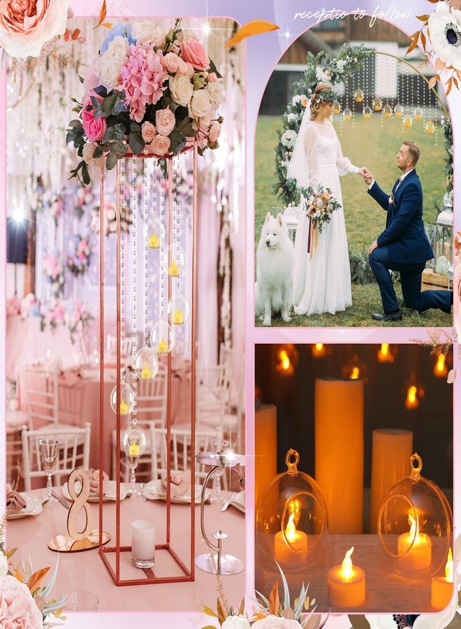 Anglechic 75 Pcs Wedding Hanging Acrylic Globe Tealight Candle Holder 3.15" with Crystal Garland LED Candles for for Indoor Outdoor Backyard Wedding Reception Party Table Centerpieces Decor - Image 4