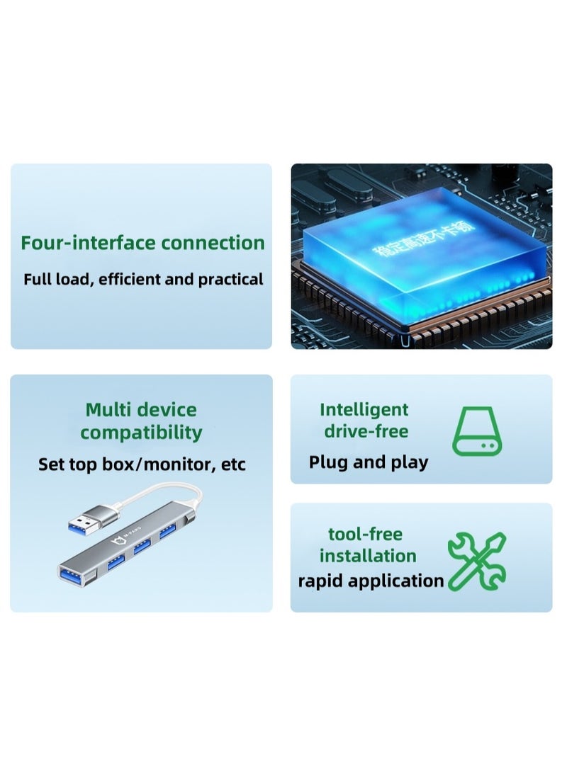 M-PARD M-PARD USB 3.0 Hub, 4 Ports USB A Splitter Ultra-Slim USB Expander for Mouse, Keyboard, Flash Drive, U Disk, Printer Compatible with Laptop, Desktop PC, Xbox, PS5, and More  - Image 4