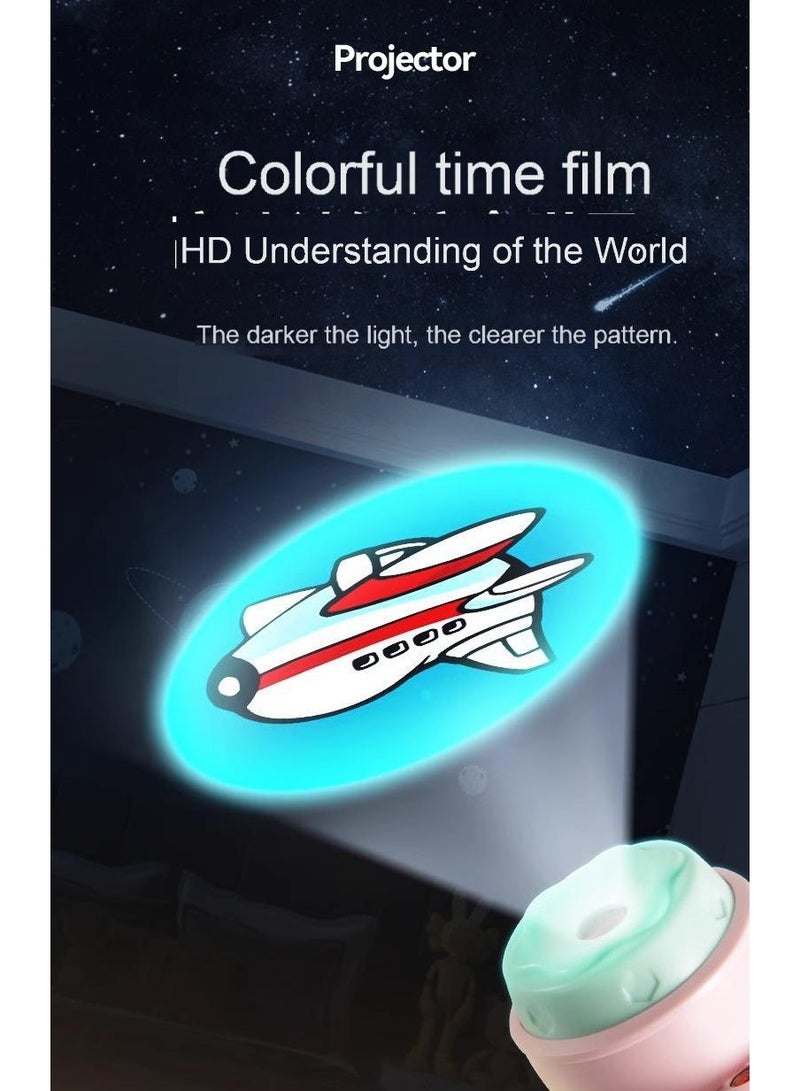 Cartoon Kids Projection Flashlight | Pink Mini Projector | 80 Image Slides | Educational Toy for Baby & Toddler | Handheld Toy Projector | Gift for Kids | Early Learning Night Light | Space, Animals, Food, Numbers & More | Market Stall Toy | Gift Box Packaging | 11.5*3.8 cm - Image 4