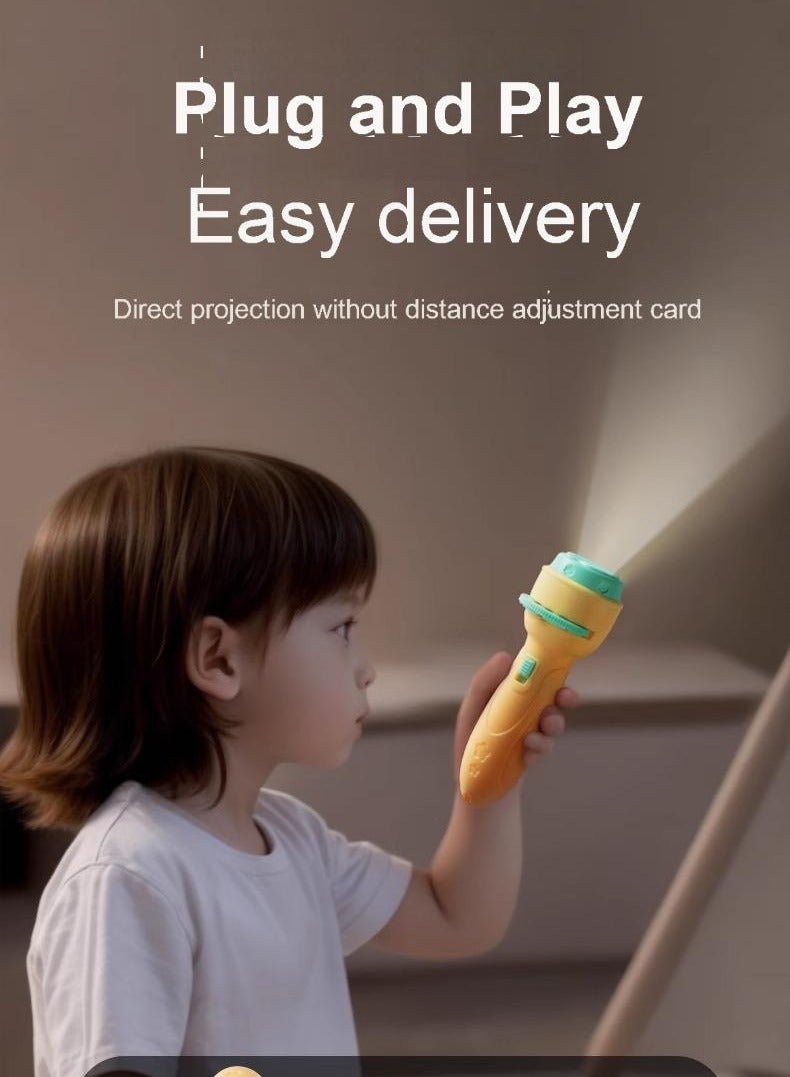 Cartoon Kids Projection Flashlight | Pink Mini Projector | 80 Image Slides | Educational Toy for Baby & Toddler | Handheld Toy Projector | Gift for Kids | Early Learning Night Light | Space, Animals, Food, Numbers & More | Market Stall Toy | Gift Box Packaging | 11.5*3.8 cm - Image 5