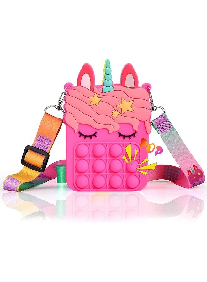 Tirdkid Gifts For Women Fashion Pop Purse Push Bubbles Fidget Toy Rainbow Unicorn Purse Wallet Ladies Bag Silica Dimple Crossbody Bags For Girls（Rose Red） - Image 1