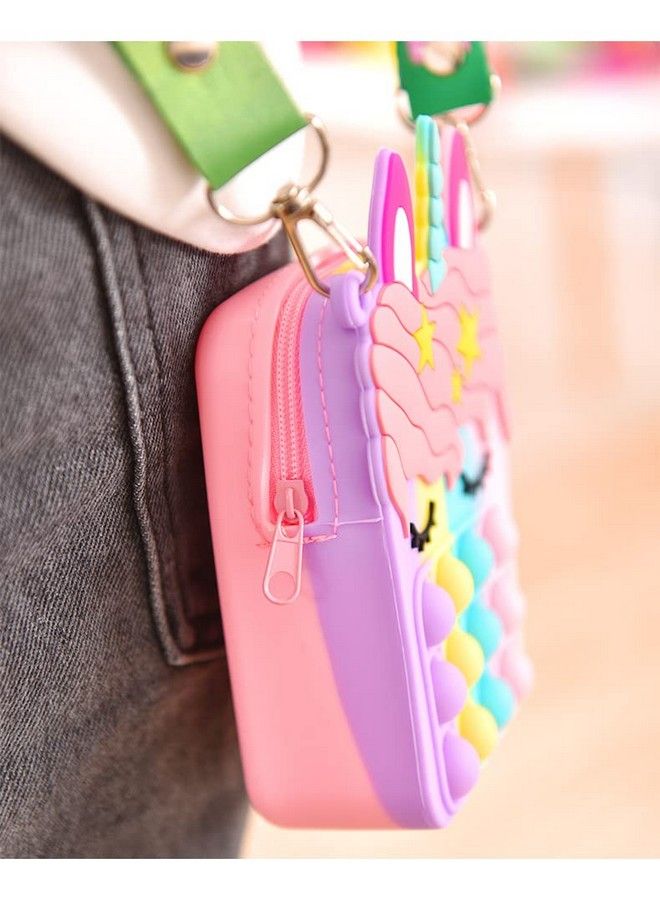 Tirdkid Gifts For Women Fashion Pop Purse Push Bubbles Fidget Toy Rainbow Unicorn Purse Wallet Ladies Bag Silica Dimple Crossbody Bags For Girls（Rose Red） - Image 4