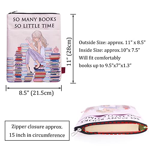 LParkin So Many Books So Little Time Book Sleeve with Zipper, Book Covers for Paperbacks, 11 X 8.5 Inch, Bookish Gift for Girl - Image 5