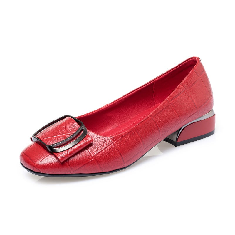 Flat Shoes Women'S Shoes Leather Soft Bottom Middle-Aged And Middle-Aged Leather Shoes Red Shoes Large Size Mother Shoes A Generation Of Hair - Image 1
