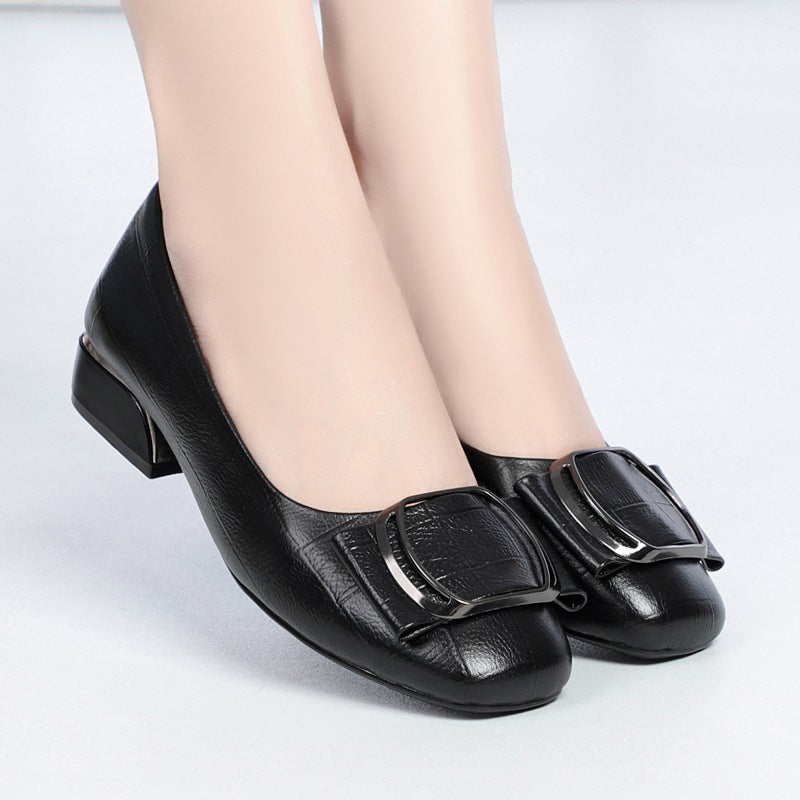 Flat Shoes Women'S Shoes Leather Soft Bottom Middle-Aged And Middle-Aged Leather Shoes Red Shoes Large Size Mother Shoes A Generation Of Hair - Image 4