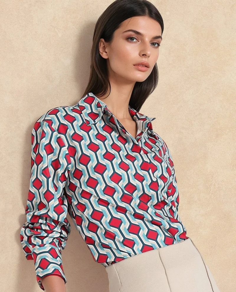Rareism Women's Geometric Printed Shirt