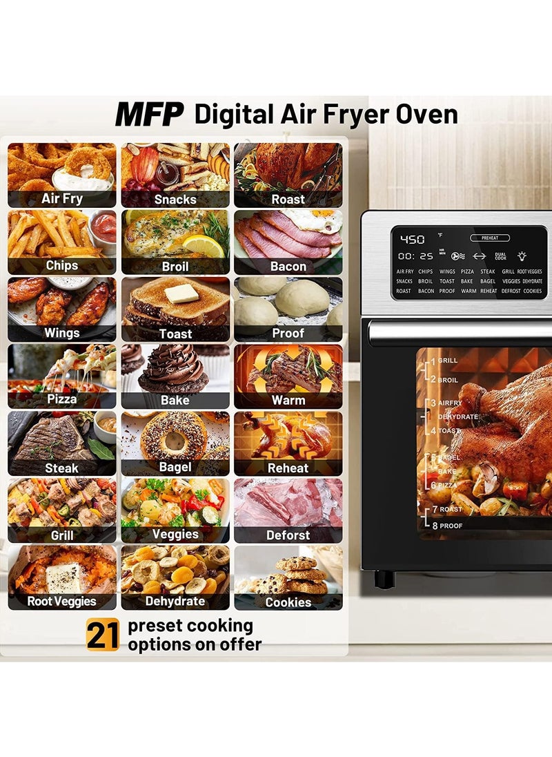 Dxmocos 30L Air Fryer Toaster Oven, Stainless Steel Air Fryer Rotisserie Combo, 21 in 1 Countertop Ovens, Innovative 360 ° Air Frying Technology, Large Air Fryers Oven  - Image 5