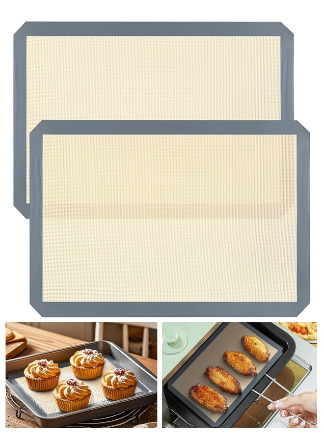 2 Pack Silicone Baking Mat, Reusable Silicone Baking Sheets for Oven, BPA Free Nonstick Bakeware Mats for Cookies, Macarons, Bread and Pastry(Grey) - Image 1