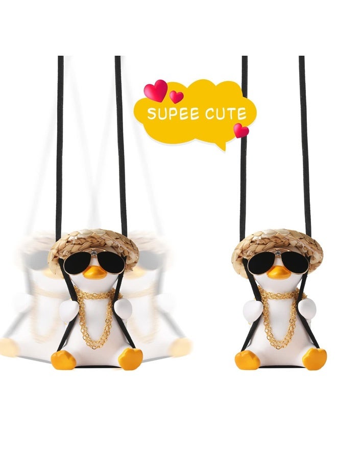 Cool Swinging Duck Car Hanging Ornament Cute Car Decor Rear View Mirror Accessories Interior for Women Men Teens Truck Rearview Christmas Tree Decorations Things Birthday Funny Gifts for Mom Dad - Image 5