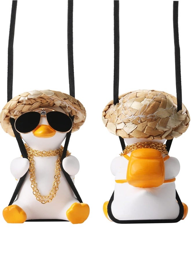 Cool Swinging Duck Car Hanging Ornament Cute Car Decor Rear View Mirror Accessories Interior for Women Men Teens Truck Rearview Christmas Tree Decorations Things Birthday Funny Gifts for Mom Dad - Image 1