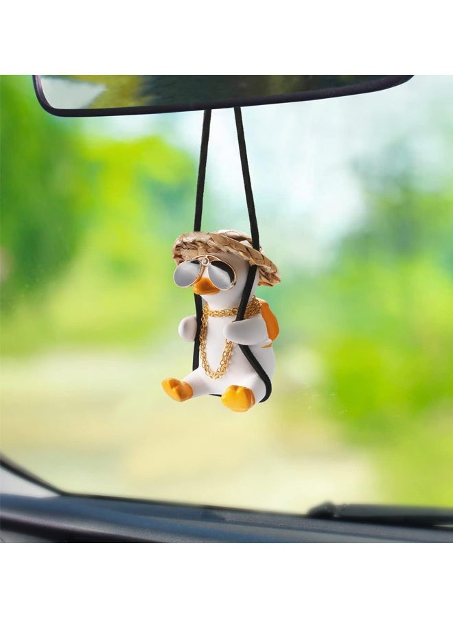 Cool Swinging Duck Car Hanging Ornament Cute Car Decor Rear View Mirror Accessories Interior for Women Men Teens Truck Rearview Christmas Tree Decorations Things Birthday Funny Gifts for Mom Dad - Image 3