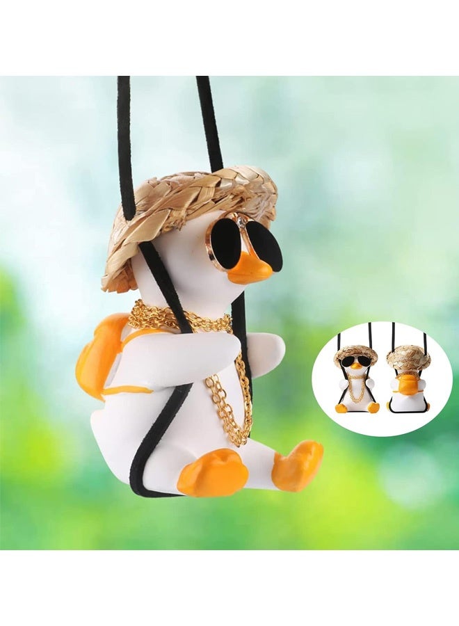 Cool Swinging Duck Car Hanging Ornament Cute Car Decor Rear View Mirror Accessories Interior for Women Men Teens Truck Rearview Christmas Tree Decorations Things Birthday Funny Gifts for Mom Dad - Image 2