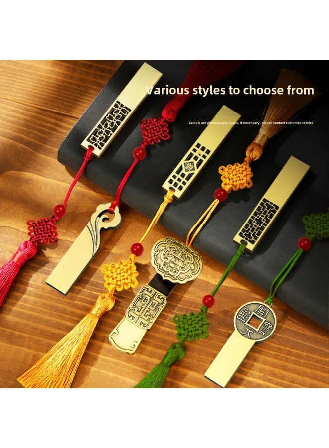 Chinese Style U Disk Creative Metal Vintage Copper Gift High Speed 3.0 Large Capacity U Disk Antique Engraving Window U Disk-Color:Yuanbao-Capacity:2.0-64GB - Image 3