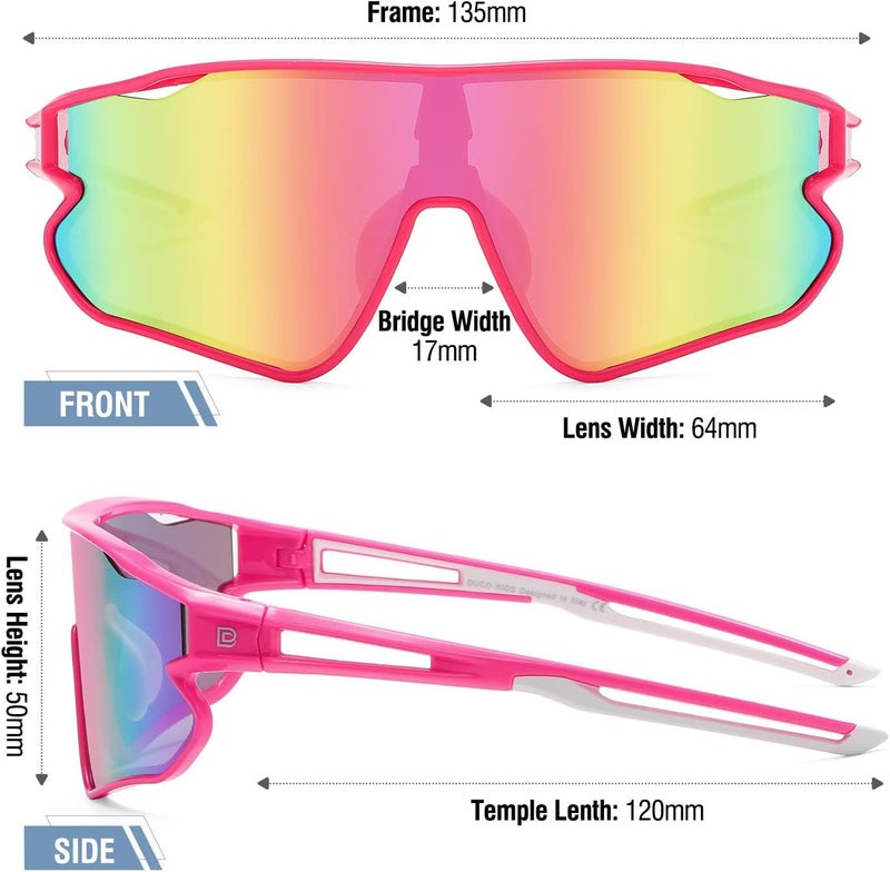 Duco Kids Sunglasses Polarized UV Protection 400 - Kids Sports Sunglasses Boys with Lightweight TR90 Frame - Youth Baseball and Cycling Sun Glasses for Boys & Girls - DK268 - Image 3