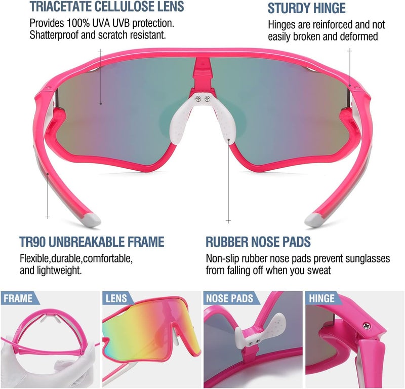 Duco Kids Sunglasses Polarized UV Protection 400 - Kids Sports Sunglasses Boys with Lightweight TR90 Frame - Youth Baseball and Cycling Sun Glasses for Boys & Girls - DK268 - Image 4