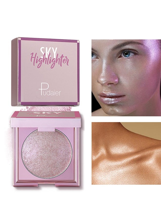 pudaier - Sky Highlighter, Powder Shimmering Glitter Long Lasting Waterproof Contouring Smooth Silk Fine Natural Illuminator for Nose Eye Face Body to Brighten Skin  8G #02 - Image 1