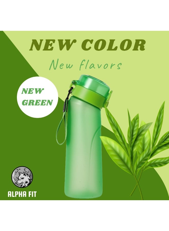 ألفا فت زجاجة مياه Alpha Fit PRO متوافقة مع Air Up سعة 750 مل بلمسة مطفية فاخرة مع 3 كبسولات نكهة – أخضر جديد - Image 1