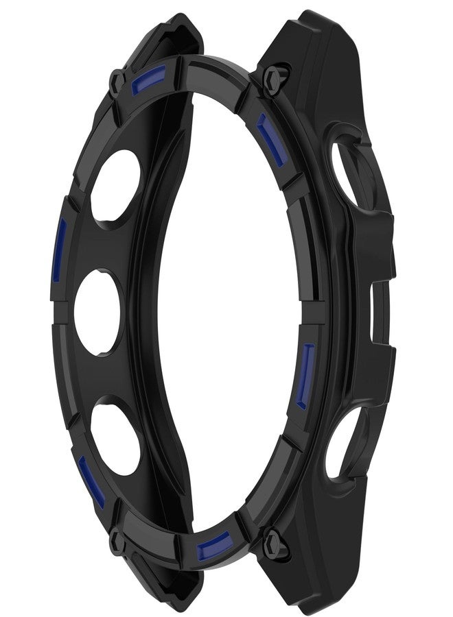 Disscool Case Cover Compatible with Garmin Fenix 8 47mm Solar Smartwatch Soft Anti Drop TPU Replacement Protective Cases Shell Smart Watch Accessories(Black+Blue) - Image 3