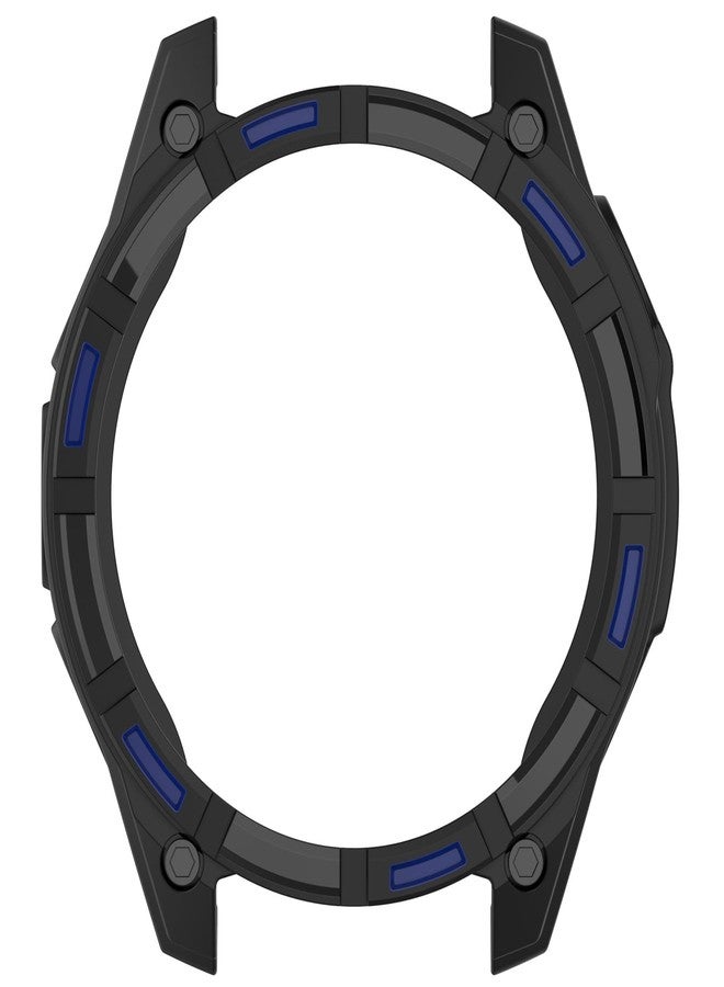 Disscool Case Cover Compatible with Garmin Fenix 8 47mm Solar Smartwatch Soft Anti Drop TPU Replacement Protective Cases Shell Smart Watch Accessories(Black+Blue) - Image 5
