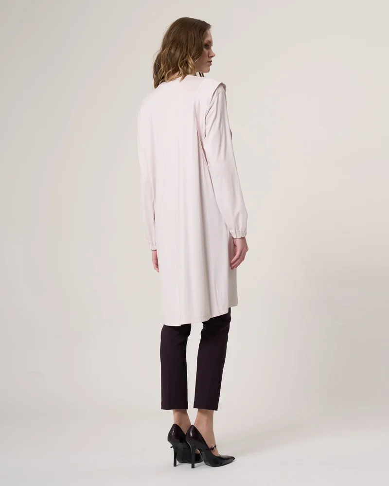 MissWhence  Curved-Seam Longline Tunic with Gathered Cuffs - Camel for Women | Best Price UAE