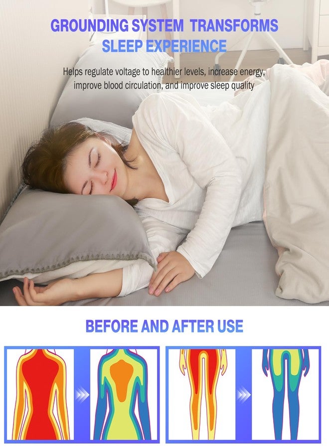 OneAmg Grounding Sheets Queen Size, Earth Grounded Fitted Bed Sheet with 10% Pure Silver Fiber + 90% Organic Cotton, for Improved Sleep & Wellness (Gray, Queen - 80"x60"x15") - Image 3