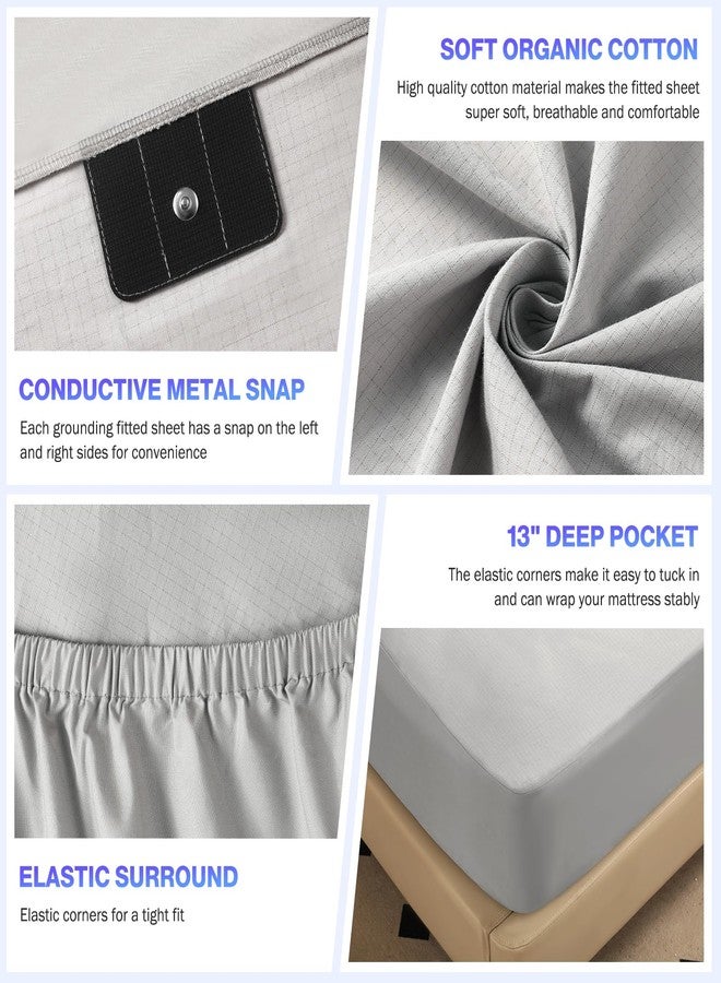 OneAmg Grounding Sheets Queen Size, Earth Grounded Fitted Bed Sheet with 10% Pure Silver Fiber + 90% Organic Cotton, for Improved Sleep & Wellness (Gray, Queen - 80"x60"x15") - Image 5