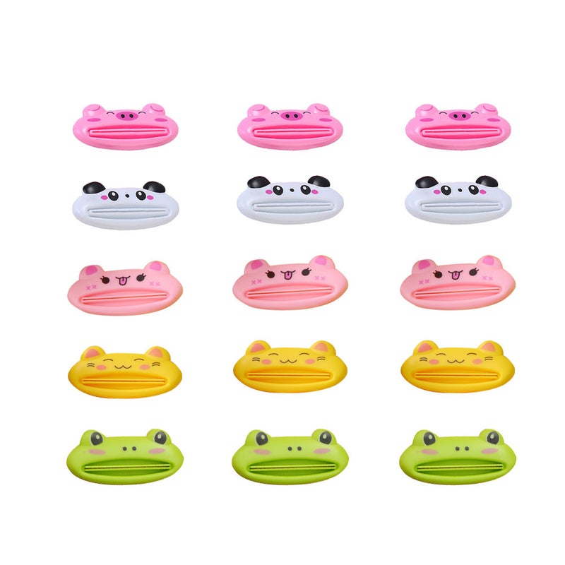 15pcs Cartoon Toothpaste Squeezer Animal Pattern Tube Dispenser Bathroom Accessories (Random Pattern) - Image 1