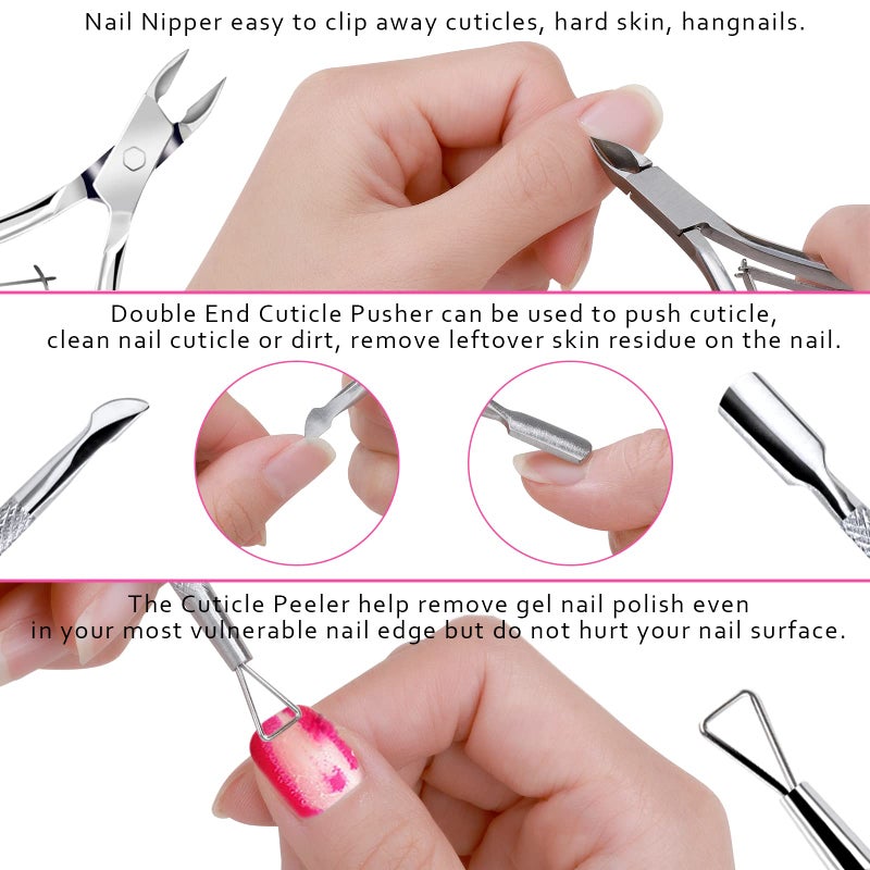 FANDAMEI Nail Files and Buffers, Manicure Tools Nail Care Kit with Nail File, Nail Buffer Block, Cuticle Care for Women with Nippers, Pusher Peeler. Cuticle Oil and Nail Prep Kit. - Image 5