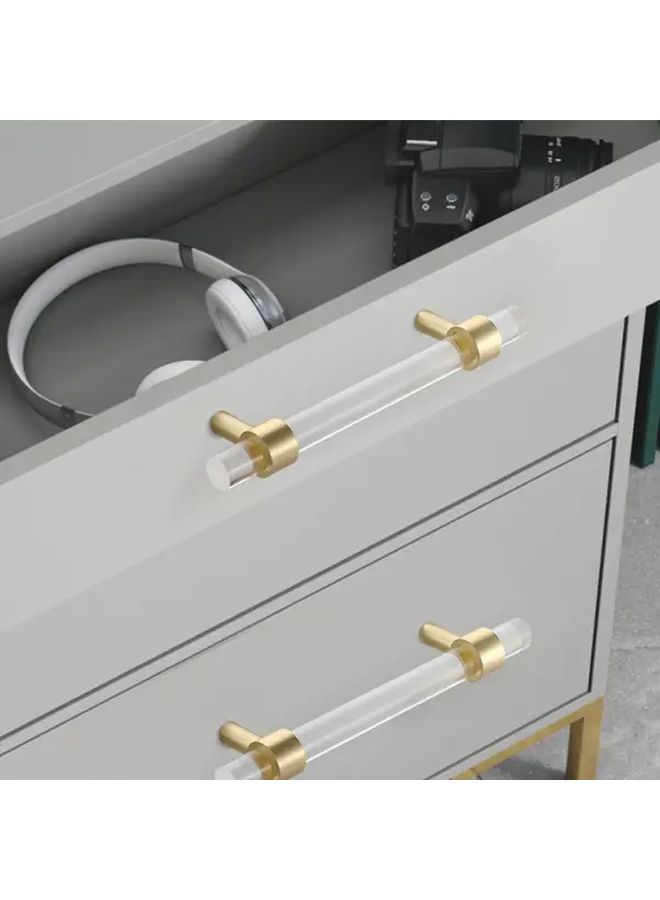 Upgraded Golden Transparent Drawer Cabinet Door Handle Luxury Acrylic Long Bar Pull For Modern Minimalist Cabinets And Drawers High End Transparent Knob With Brass Finish Gentleman Silver 666-96 Cabinet Hardware Drawer Pull Elegant Design Minimalist Style - Image 5