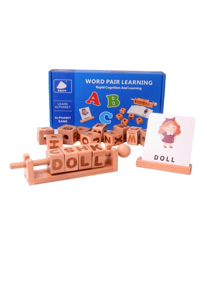 Letter Matching & Spelling Game – Flash Cards with Wooden Letter Blocks | Educational Learning Toy for Preschool Kids Ages 3–6, Boys & Girls - Image 3