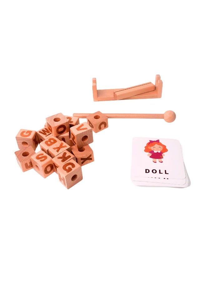 Letter Matching & Spelling Game – Flash Cards with Wooden Letter Blocks | Educational Learning Toy for Preschool Kids Ages 3–6, Boys & Girls - Image 5