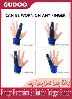 GUDOO Finger Extension Splint for Trigger Finger Mallet Finger Finger Knuckle Immobilization Finger Fractures Wounds Post-Operative Care and Pain Relief Malleable Metallic Hand Splint Finger Support  - Image 2