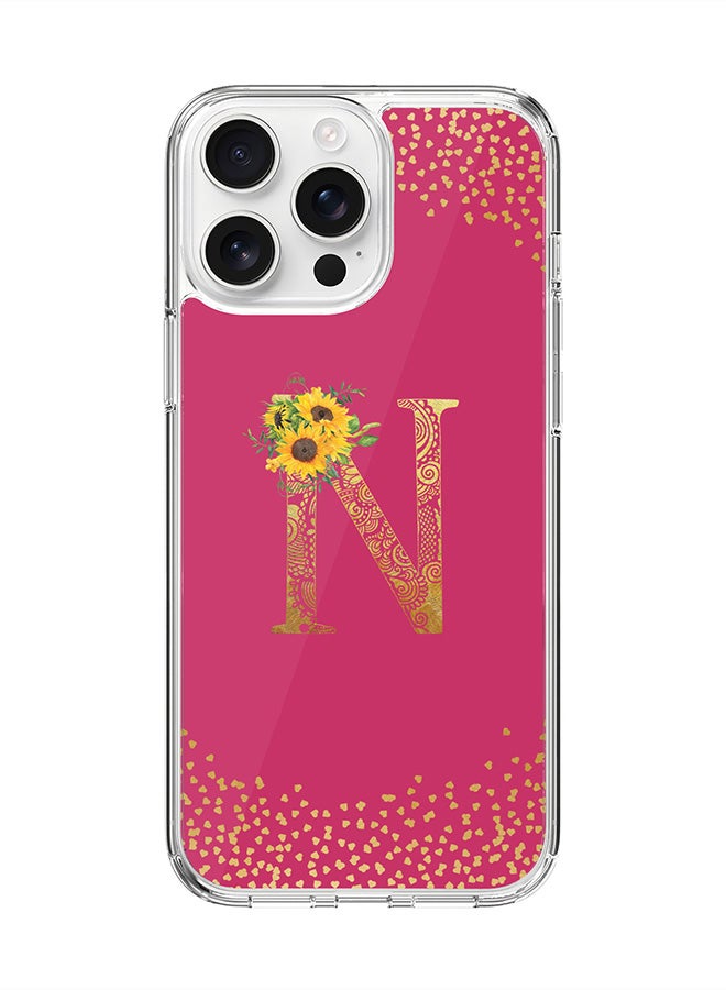 Stylizedd For iPhone 16 Pro Max Case [Compatible with MagSafe] Slim Magnetic cover Clear Phone Case - Custom Monogram Mandala Floral- N ( Pink Rose ) - Image 1