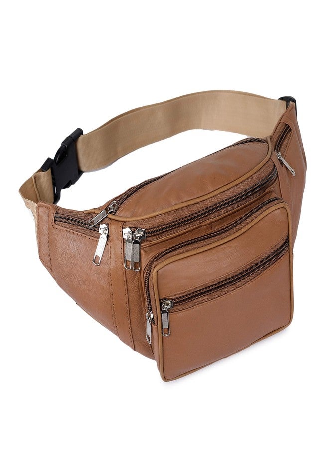 K London Leather Tan Men Women Waist Bag Fanny Bag Travel Pouch Passport Holder (1446_Tan) - Image 1