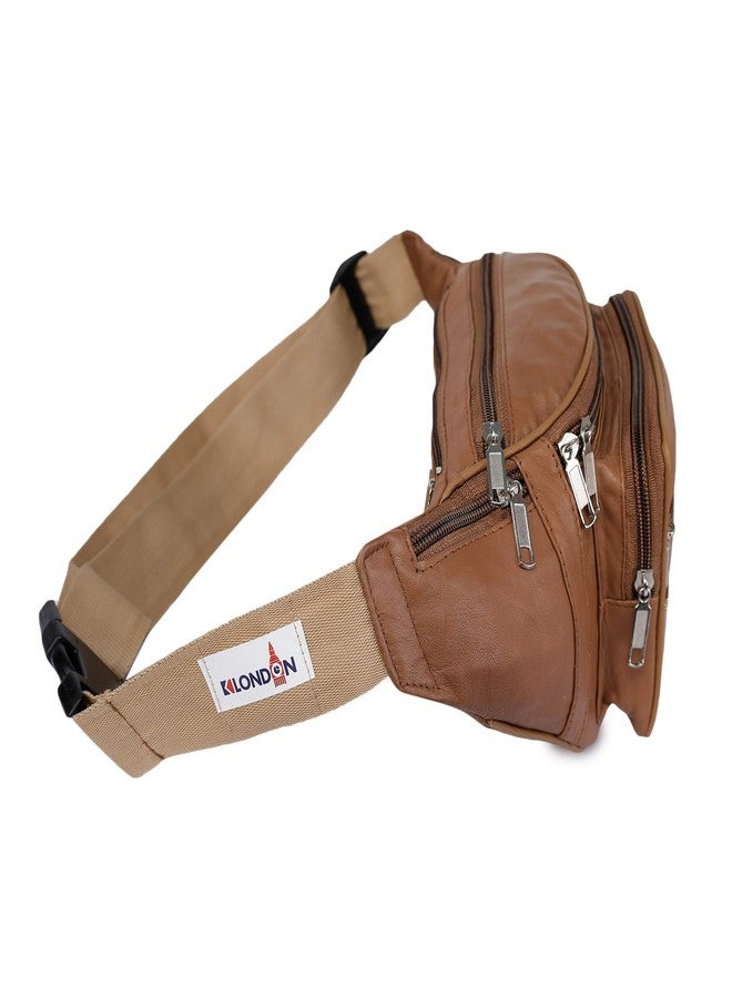 K London Leather Tan Men Women Waist Bag Fanny Bag Travel Pouch Passport Holder (1446_Tan) - Image 3