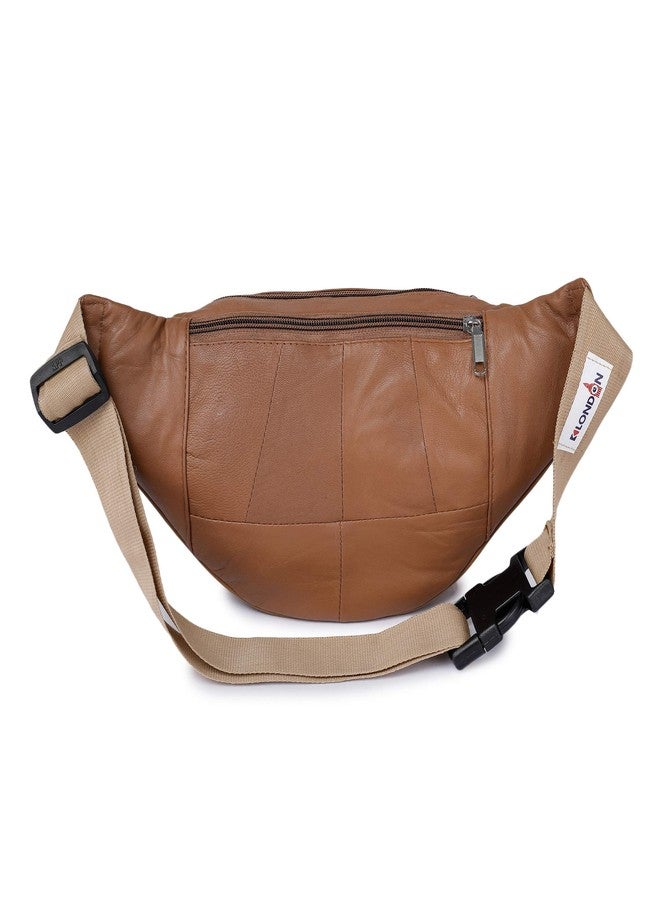 K London Leather Tan Men Women Waist Bag Fanny Bag Travel Pouch Passport Holder (1446_Tan) - Image 5