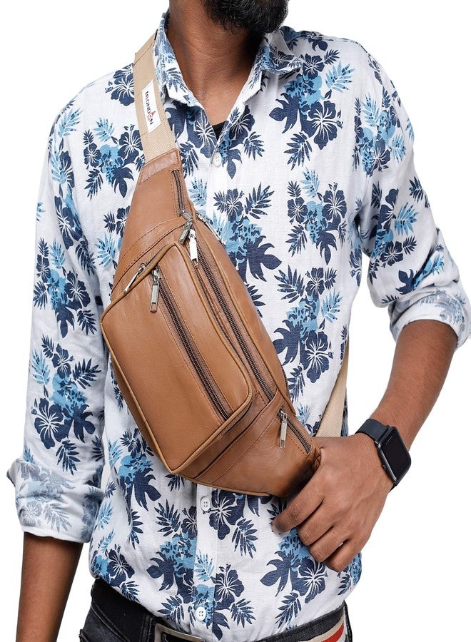 K London Leather Tan Men Women Waist Bag Fanny Bag Travel Pouch Passport Holder (1446_Tan) - Image 4