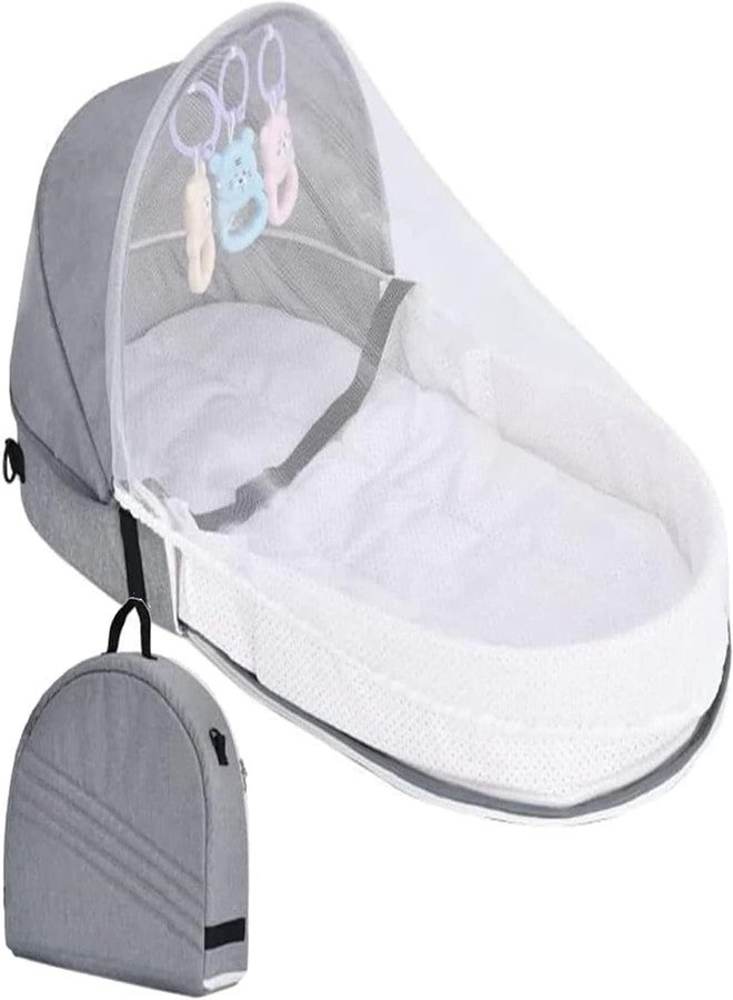 Olpad Portable Baby Bed with Mosquito Net & Carry Bag, Foldable Newborn Bassinet Travel Bed, Breathable Infant Sleeping Nest with Hanging Toys, Lightweight Compact Baby Lounger for Home & Travel - Image 1